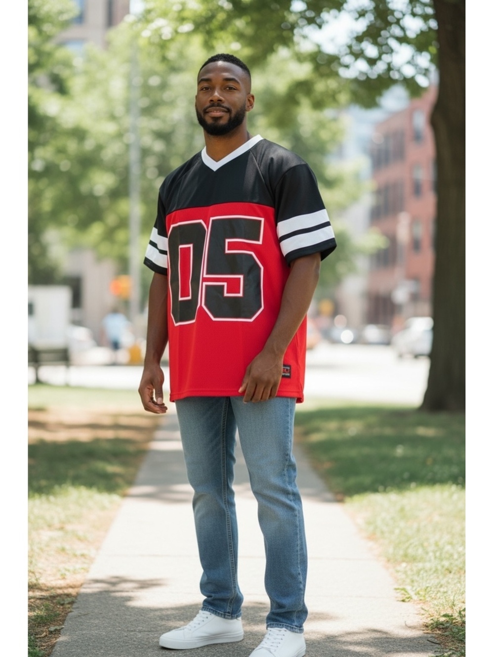 FUBU Men's Vintage Red and Black 05 Jersey Shirt Size M
